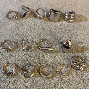 Silver Ring Set 14 sizeable rings